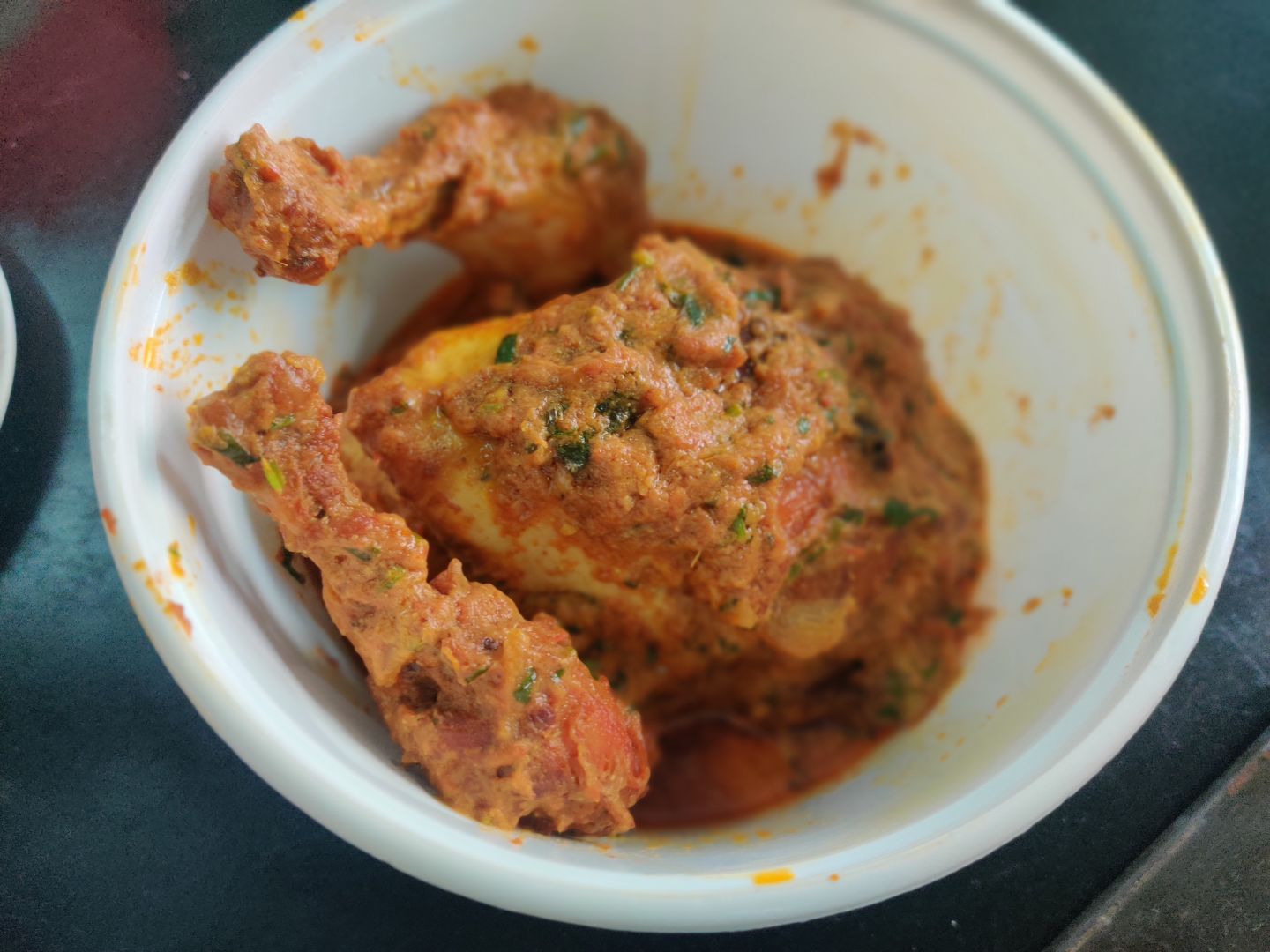 Slow cooked chicken masala in a bowl