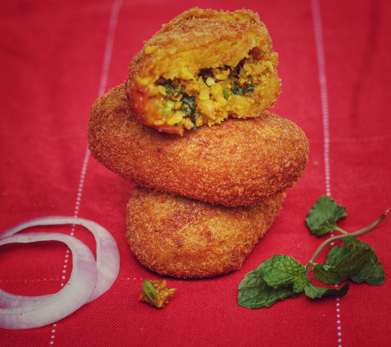 Golden crumb-fried Kutchi Memon cutlets
